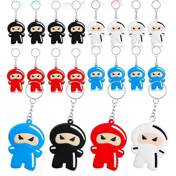 20 PCS Ninja Keychains Ninja Keyrings Samurai Keychains Warrior Figurine Keychain Ninja Theme Birthday Party Supplies