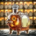 thumbnail image 5 of Gallickan Pig Shape Whiskey Bottle, 11oz Clear Glass Liquor Container, Novelty Design for Bourbon Wine Gift and Home Bar, Clear, 5 of 7