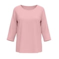 thumbnail image 5 of Diufon Womens Crinkle Gauze Blouse 3/4 Sleeve Round Neck Casual Loose Tops Solid Color Summer Tunic Shirts, 5 of 8