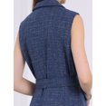 thumbnail image 4 of DARING DIVA Tweed Collared Belted Button Down Blazer Dress XL Deep Blue, 4 of 6