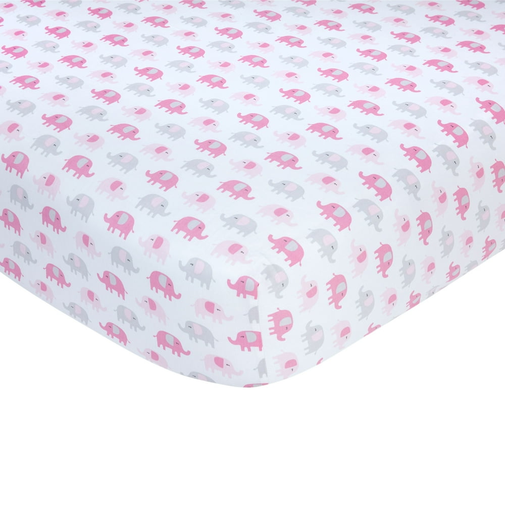 Carter's Cotton Sateen Crib Sheet Pink Elephant