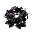 thumbnail image 2 of YSGFHGJW Halloween Candle Ring, Silk Artificial Flower Wreath with Fake Maple Leaves & Roses, Black, 7.87in, for Dining Table Party Halloween Decor, 2 of 6