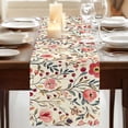 thumbnail image 3 of Red Pink Spring Floral 60 Inch Table Runner, Summer Botanical Vintage Farmhouse Dresser Scarf Cotton & Linen Tablerunner for Dining/Kitchen Island/Holiday Party Décor 13" x 60", 3 of 9