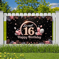 thumbnail image 5 of Pink Balloon Sweet Sixteen Birthday Banner Elegant Design Happy Birthday Decoration for Birthday Party Indoor Celebration, 5 of 7