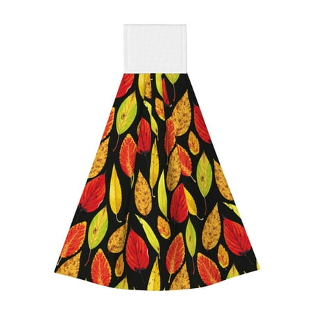 

Jgfou Autumn With Leaves Print Coral Fleece Microfiber Hanging Hand Towel Soft Premium Dishcloths Multi-Purpose Dust and Stain Removal Cleaning Supplies