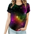 thumbnail image 3 of Patlollav Women Tshirts Under $10, Short Sleeve Tops for Womens Cosmic Star Sky Print Funny Casual Fashion Blouse, 3 of 6