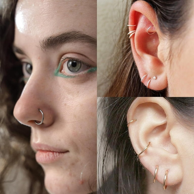 20G 18G 16G Titanium Nose Ring Hoop, Cartilage Hoop Earrings for
