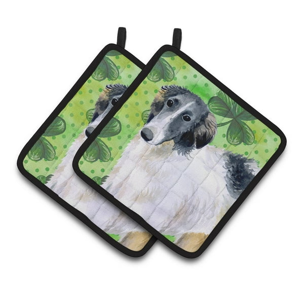 Borzoi St Patrick's Pair of Pot Holders