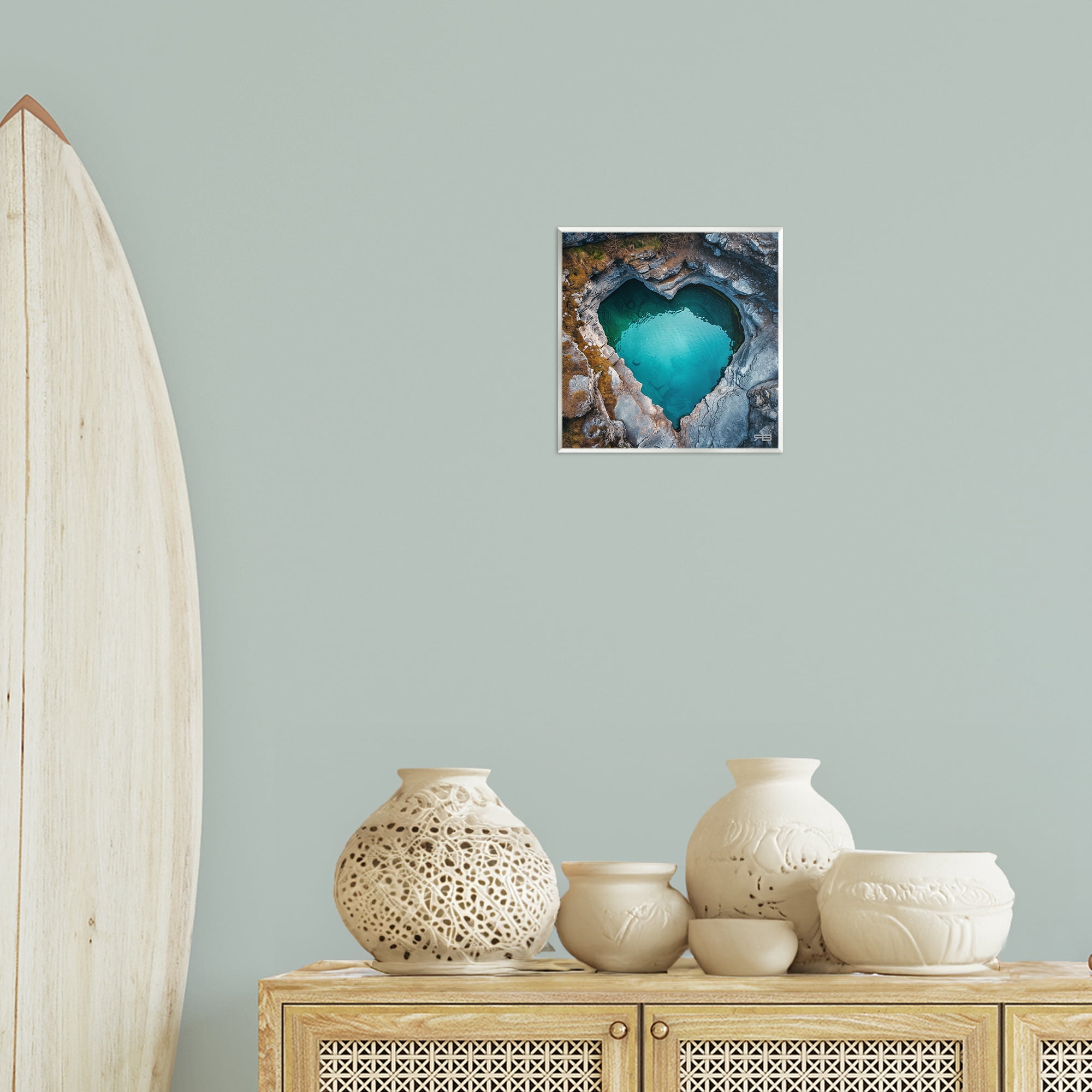 Stupell Industries Heart Shaped Natural Pool Landscape & Nature Painting Unframed Art Print Wall Art, 12 x 12
