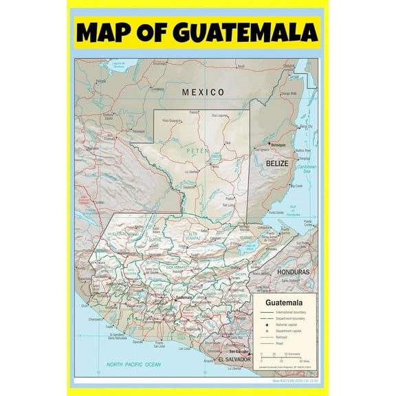 Guatemala Map Poster - Laminated Wall Map - 18x24 - Ideal for Classrooms and Homes – Features Bright Colors and Vivid Imagery