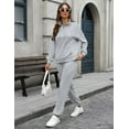 thumbnail image 3 of FIOPHY Women's Cozy 2 Piece Outfits Lounge Sets Long Sleeve Half Zip Sweatshirt Tops Jogger Sweatpants Sweats Track Suits Set,Gray,L, 3 of 5