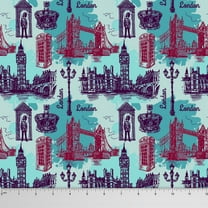Soimoi Decorative 42 Inches Wide Architectural Print 55 GSM Viscose Chiffon Fabric By The Yard-Blue