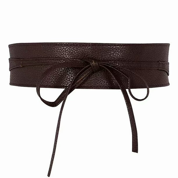 Women Soft Leather Obi Belt Self Tie Wrap Cinch Belt Walmart