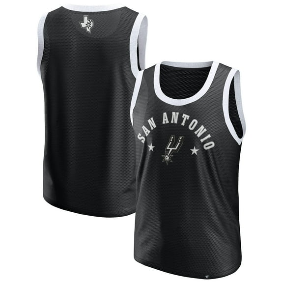 Men's-Fanatics Black San Antonio Spurs Mesh Tank Top