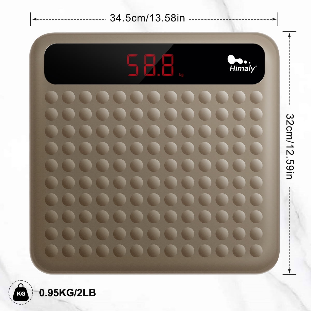 Himaly Digital Body Weight Scale, Highly Accurate & Auto Calibration Bathroom Scale, Easy-to-Read LCD for Home Use, 400 lbs, Brown