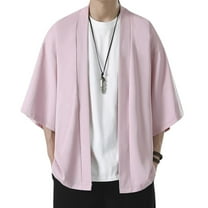 SWSMCLT Men's 3/4 Sleeve Shirt Fall Cardigan Soft Spandex Lightweight Summer Cardigans Basic Comfy Thin Pink Medium