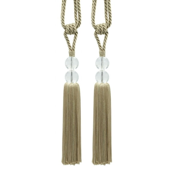 DECOPRO Elegant Acrylic Crystal Curtain & Drapery Tassel Tieback with Faceted Beads, Tassel Length 9" (22.5cm), Spread 35" (88.5cm) # TBCRYS9, #9802 Set of 2