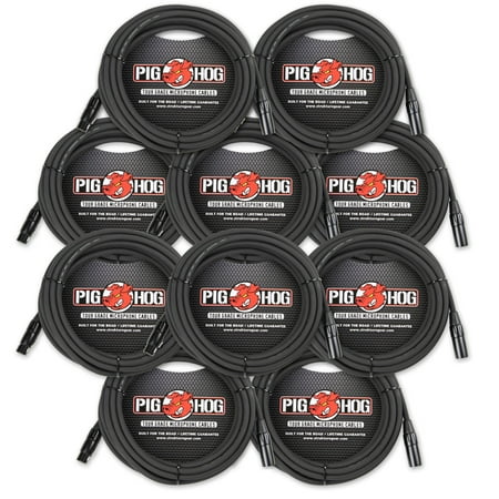 Value Microphone Cables - Pig Hog PHM25 25' ft XLR 8mm Tour Grade Mic Cable (10-Pack)