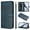 Blue, variant on Wallet Case for Samsung Galaxy S25, Short Strap PU Leather Case, Premium PU Leather Kickstand Magnetic Folio Cover for Galaxy S25 with Card Holder, Support Wireless Charging - Black