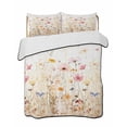 thumbnail image 2 of Quilts Full Size, Colorful Wildflower Soft Comforter Bedding Set for Bed, Botanical Vintage Floral Country Retro Lightweight Quilted Bedspread with Pillow Cover(2 Pieces) for All Season, 78x90 Inch, 2 of 6