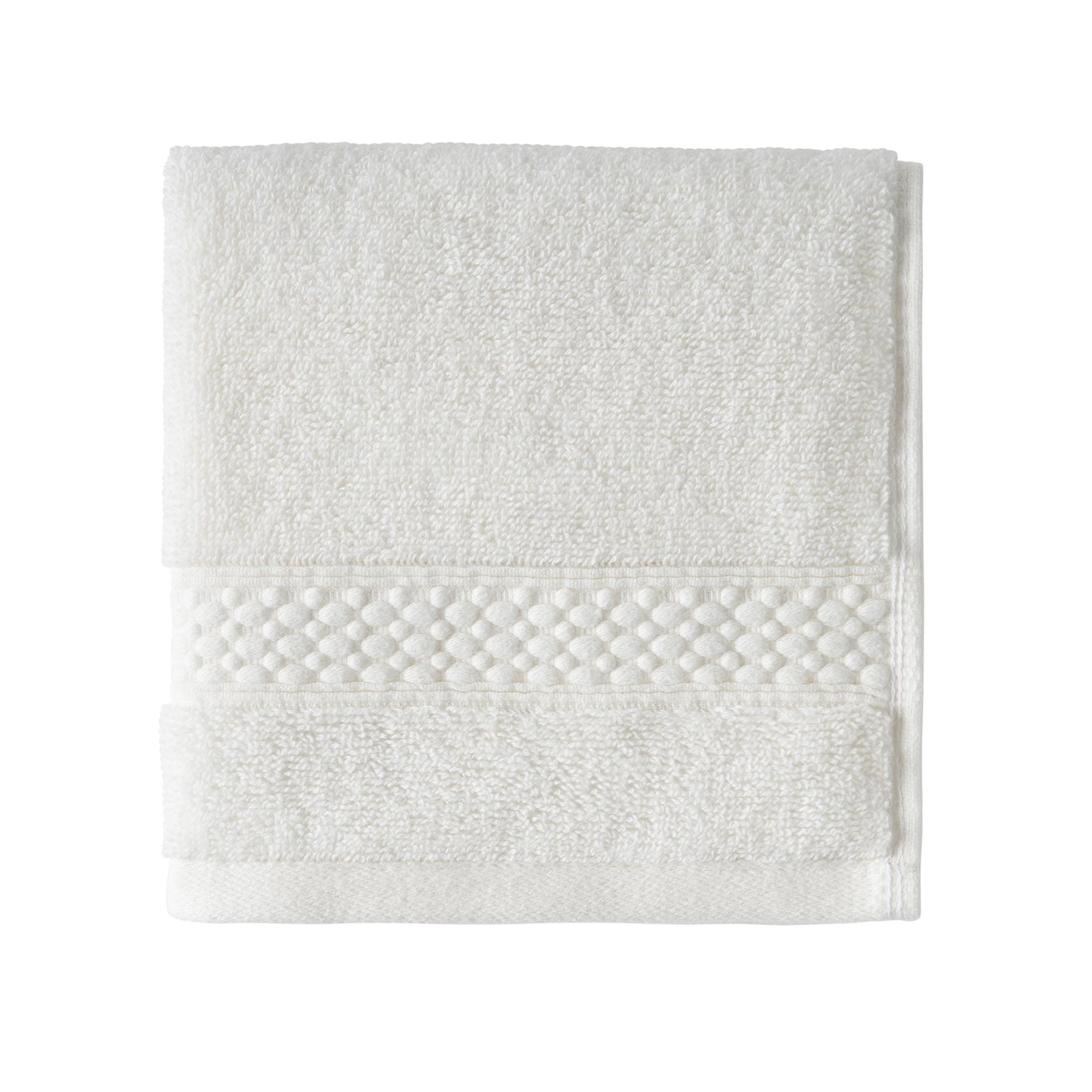 (2 pack) Beautiful by Drew Barrymore Dobby Washcloth, Soft 100% Cotton, Off White