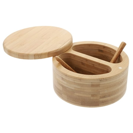 

OUNONA 1Pc Bamboo Spice Jar Practical Salt Container Durable Seasoning Jar with Spoon