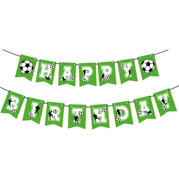 Injueey Banner de fiesta de cumpleaños de fútbol verde, decoraciones coloridas y elegantes, decoraciones de fiesta fáciles de montar Kits de decoración para fiestas Verde, 1 pieza 16.4 pies