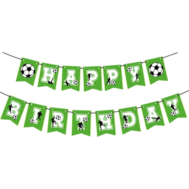 Yuarrent Bandera de decoración de cumpleaños de fútbol, colores vibrantes para fanáticos de los deportes, decoraciones para fiesta de Kits de decoración para fiestas Verde, 1 pieza 16.4 pies