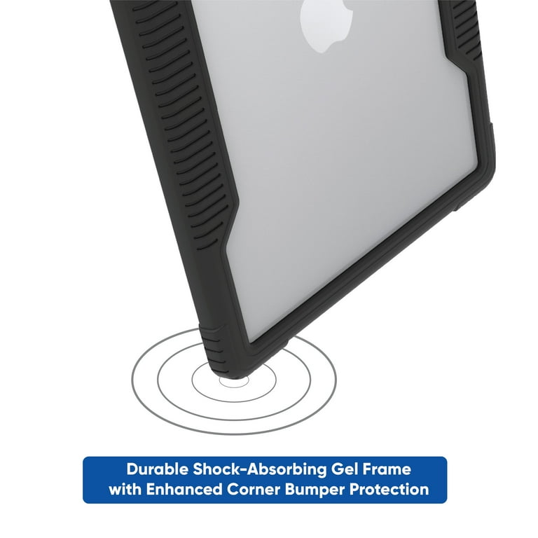 onn. Slim Rugged Tablet Case for iPad (7th, 8th, 9th generation) - Black/Clear