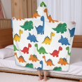 thumbnail image 5 of White Colorful Dinosaurs Pattern Hooded Bath Towel，60"x35" for Ages 3 To 12 Kids, Quick Dry Lightweight Soft Microfiber Hood Beach Towel Cover Up for Kids, 5 of 7