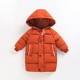 thumbnail image 5 of Povozer Girl's Long Length Winter Coat Parka Puffer Jacket With Fleece Lined(Orange,1-2Y), 5 of 5
