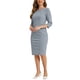thumbnail image 4 of Vestido Vintage para Mujer Inspire Chic de Manga 3/4, Vestidos Sheath para Trabajar, L Gris, 4 of 6