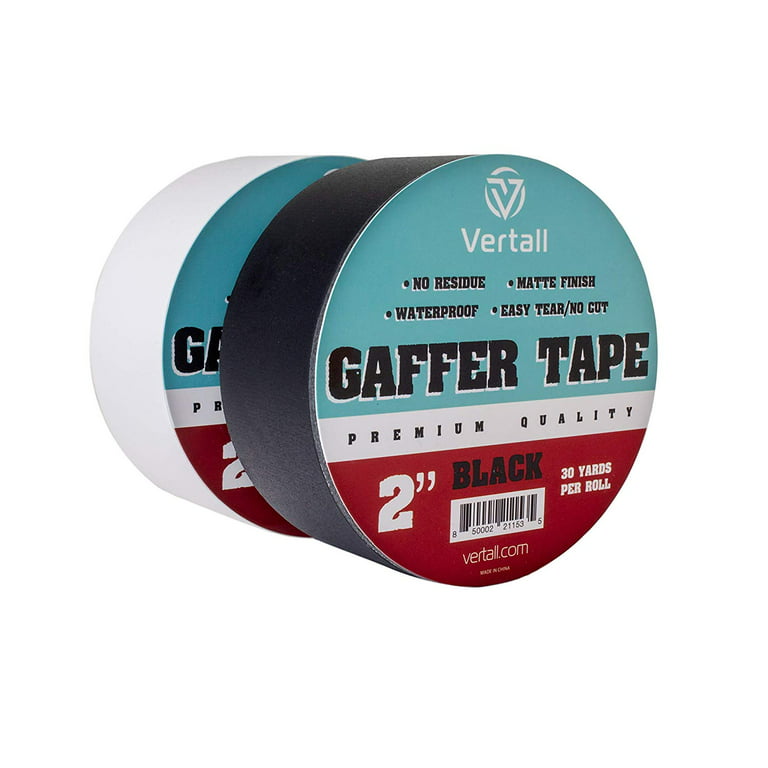 Office Deed Black Gaffers Tape 2 inch X 30 Yard, Professional Grade Gaffer  Tape, Non-Reflective, No Residue, Hand Tear, Waterproof, Matte Gaffer Black