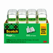 Scotch Magic Tape 4 Pack, 3/4 in. x 500 in., 4 Rolls