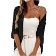thumbnail image 3 of TaTaai Women's Solid Color Hollow Out Woven Cardigan Ladies No Button Casual Open Front Sweater Lightweight Air Conditioning Jacket for Daily Office All Season Wear Gift, 3 of 8
