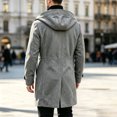 thumbnail image 6 of Men's Hooded Double Breasted Wool Blend Coat Mid-Length Windproof Overcoat Casual Winter Warm Trench Coat With Pockets Grey M, 6 of 7