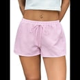 thumbnail image 1 of Pantalones Cortos Tipo Bóxer de Verano con Cintura Elástica, Cordón Ajustable y Estampado de Rayas para Mujer. Rosa XL, 1 of 7