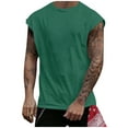 thumbnail image 2 of VBTAPA Mesh Tank Top for Men Fashion Casual Cap Sleeve Tees Solid Casual Workout Muscle Tees Breathable Summer Tanks Undershirts Green XL, 2 of 7