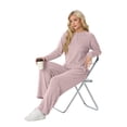 thumbnail image 6 of MINTREUS Women's Pajama Set Long Sleeve Lounge Set Ribbed knit Sleepwear Two Piece Pjs Set with Pocket, 6 of 7