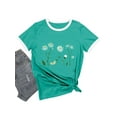 thumbnail image 3 of Xuanfei Women Daisy Print Contrast Color Trim Crew Neck Short Sleeve T-Shirt, 3 of 6