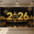 thumbnail image 3 of Golden Theme 2026 New Year Countdown Backdrop Clock Design Festive Decoration Celebration Banner for New Year's Eve Party Holiday Celebration Indoor Decoration, 3 of 9