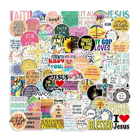 100pcs Jesus Christian Stickers Bible Faith Stickers Cross Wisdom Words Decals Stickers...