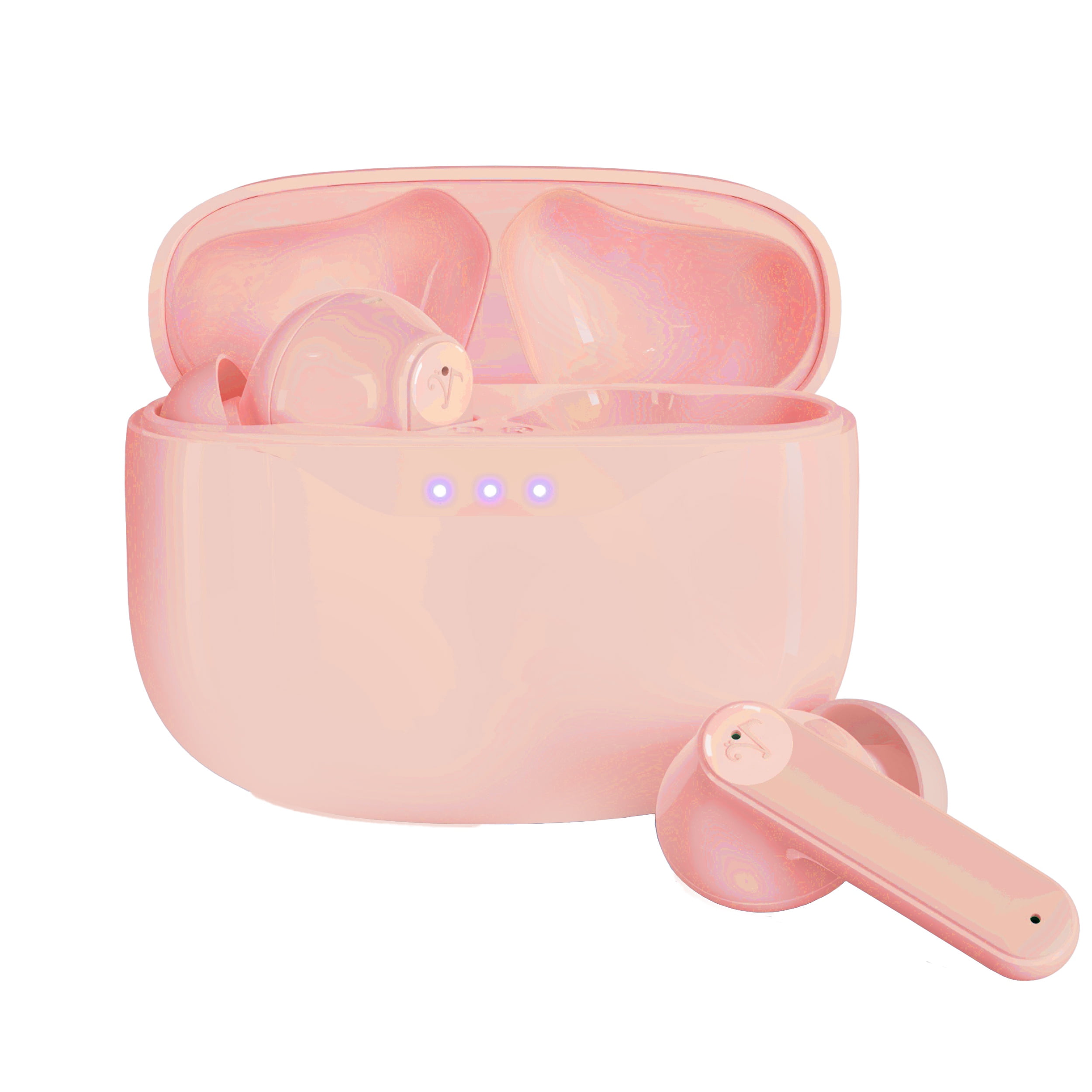 Visual Land SOUNDWAVE A1 Plus Active Noise Cancelling Earbuds, 6 Mics, 48H Total Playtime, 15 Mins = 6 Hours Playtime - Rose Gold