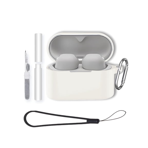 Soft Silicone Protective Case for WF-1000XM6,Shockproof & Anti-Scratch Cover with Keychain,Lanyard & Cleaning Kit,Anti-Lost & Dustproof Protector-White