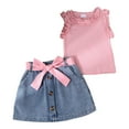 thumbnail image 2 of Antinious Toddler Girls Loungewear Set Solid Overalls Dress with Ruffle Sleeve Tops Summer Casual, 2 of 5