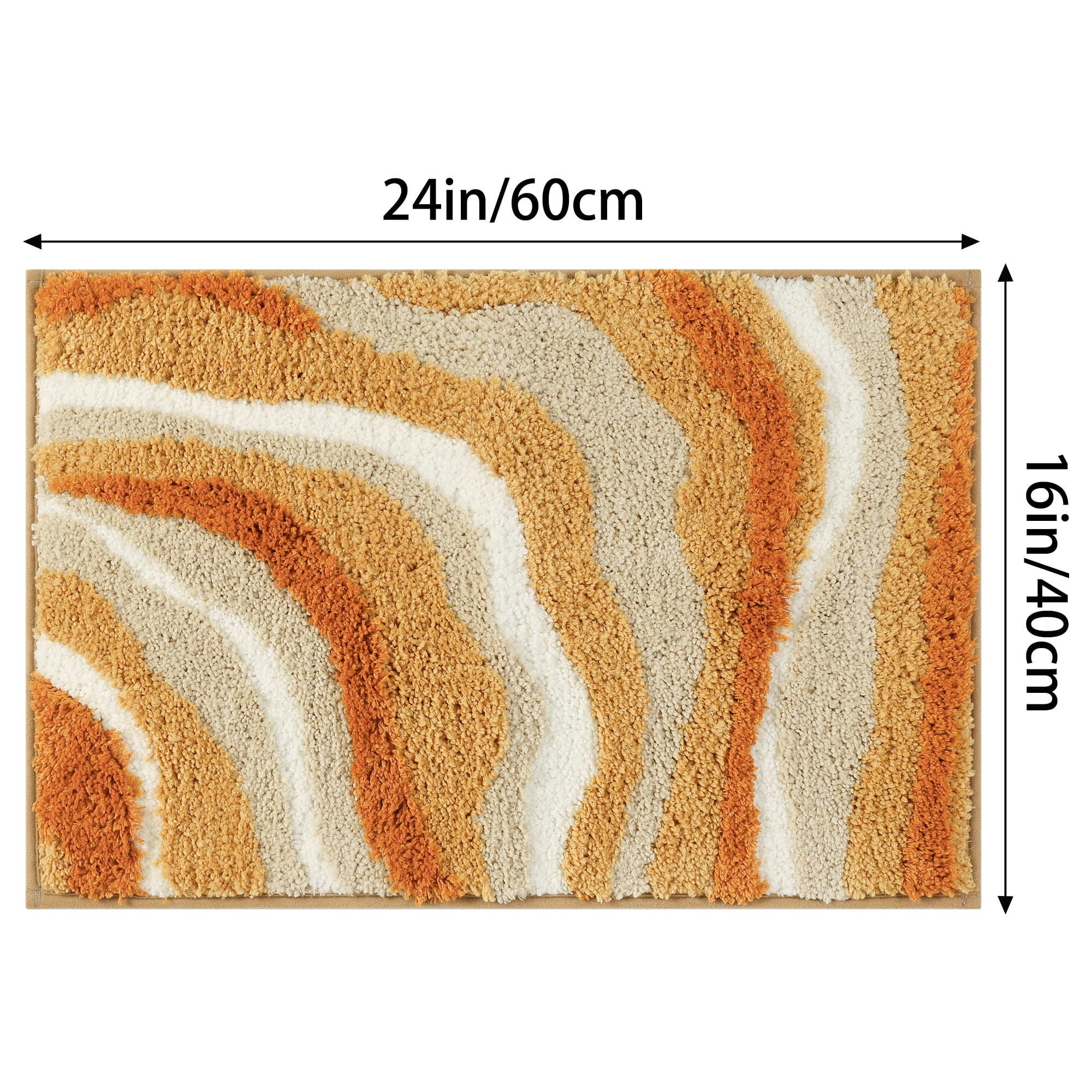 Unique Bargains Abstract Bathroom Rug Soft Bath Mat Non-Slip Thickening Bath Rugs Khaki 16" x 24"