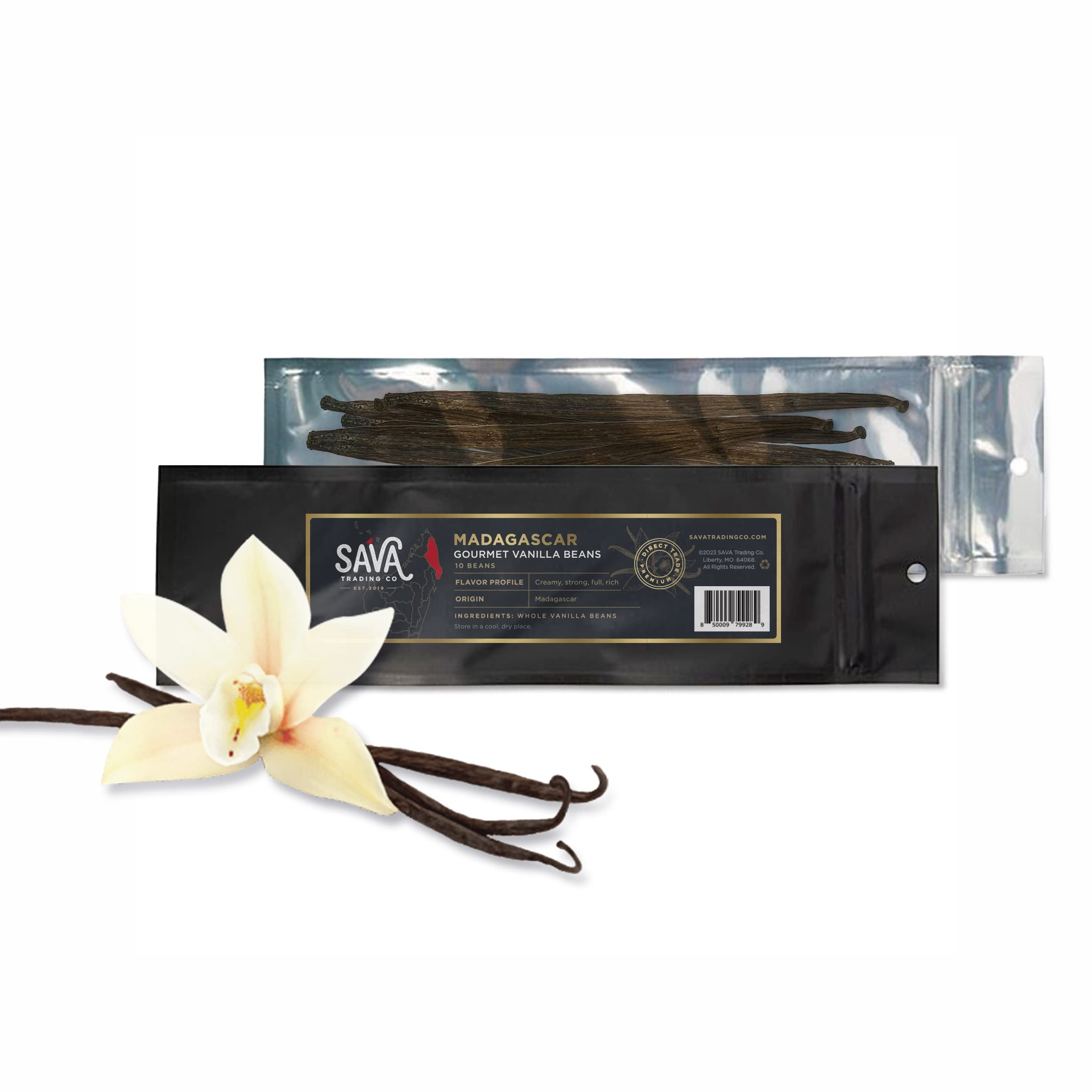 SAVA Madagascar Vanilla Beans Bourbon Gourmet Vanilla Beans 10 Pack