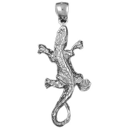 18K White Gold Lizard Pendant - 49 mm
