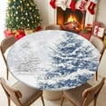 thumbnail image 5 of Round Fitted Tablecloths with Elastic Edge Winter Christmas Blue Tree Waterproof Table Cover for Kitchen Dining Party Decor,45" - 54", 5 of 9