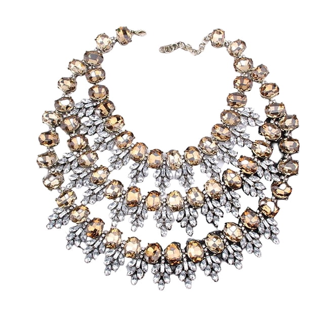 Collar geométrico de aleación Qarigey con diamantes de imitación champán